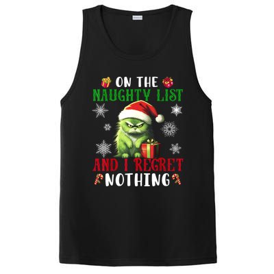 On The Naughty List And I Regret Nothing Cat Christmas Lover PosiCharge Competitor Tank