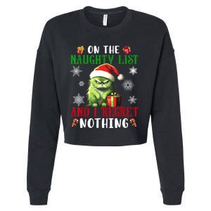 On The Naughty List And I Regret Nothing Cat Christmas Lover Cropped Pullover Crew