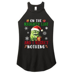 On The Naughty List And I Regret Nothing Cat Christmas Lover Women's Perfect Tri Rocker Tank