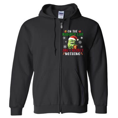 On The Naughty List And I Regret Nothing Cat Christmas Lover Full Zip Hoodie