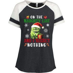 On The Naughty List And I Regret Nothing Cat Christmas Lover Enza Ladies Jersey Colorblock Tee