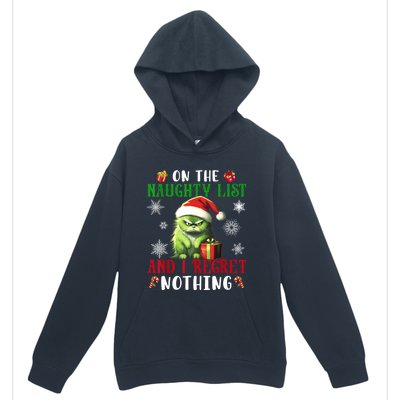 On The Naughty List And I Regret Nothing Cat Christmas Lover Urban Pullover Hoodie