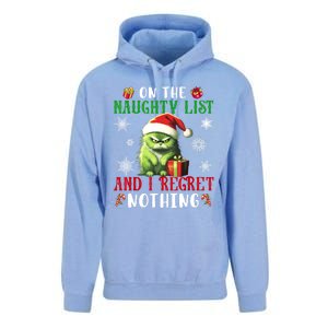 On The Naughty List And I Regret Nothing Cat Christmas Lover Unisex Surf Hoodie