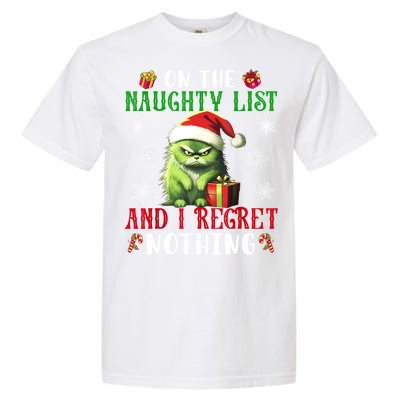 On The Naughty List And I Regret Nothing Cat Christmas Lover Garment-Dyed Heavyweight T-Shirt