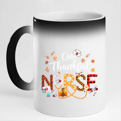 One Thankful Nurse Turkey Stethoscope Thanksgiving Great Gift 11oz Black Color Changing Mug