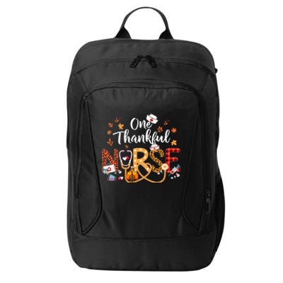 One Thankful Nurse Turkey Stethoscope Thanksgiving Great Gift City Backpack