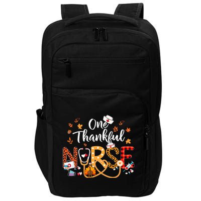 One Thankful Nurse Turkey Stethoscope Thanksgiving Great Gift Impact Tech Backpack