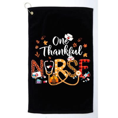 One Thankful Nurse Turkey Stethoscope Thanksgiving Great Gift Platinum Collection Golf Towel