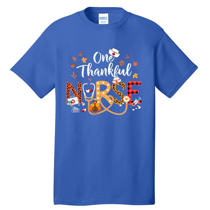 One Thankful Nurse Turkey Stethoscope Thanksgiving Great Gift Tall T-Shirt