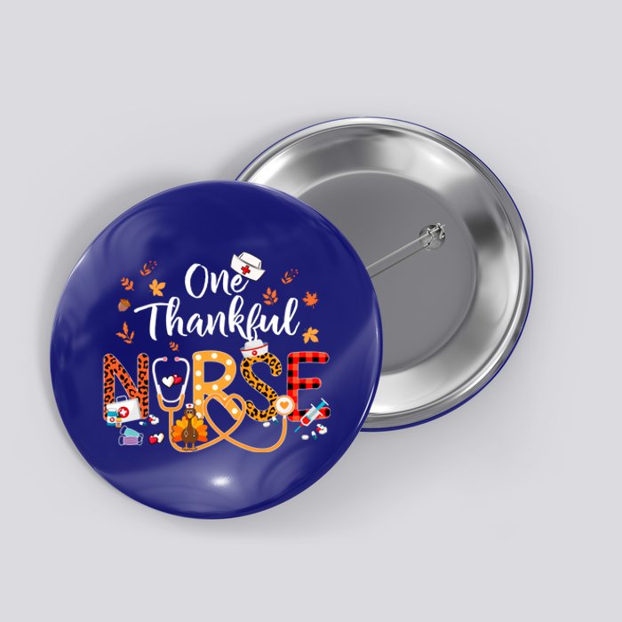 One Thankful Nurse Turkey Stethoscope Thanksgiving Great Gift Button