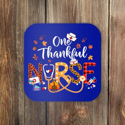 One Thankful Nurse Turkey Stethoscope Thanksgiving Great Gift Coaster