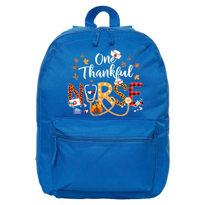 One Thankful Nurse Turkey Stethoscope Thanksgiving Great Gift 16 in Basic Backpack