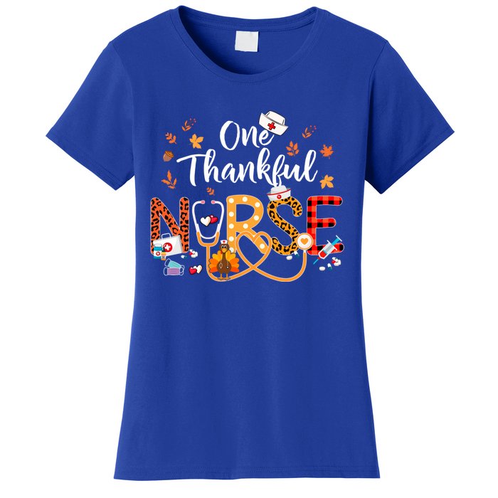 One Thankful Nurse Turkey Stethoscope Thanksgiving Great Gift Women's T-Shirt