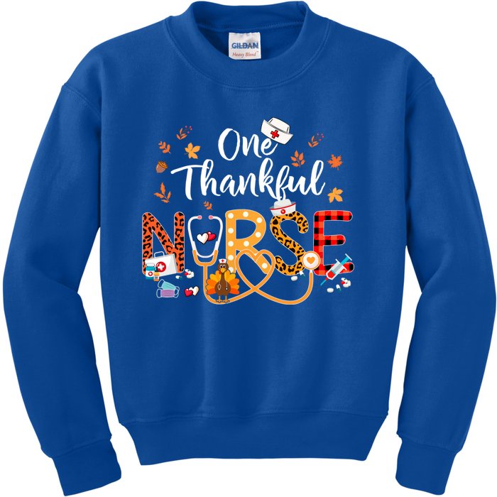 One Thankful Nurse Turkey Stethoscope Thanksgiving Great Gift Kids Sweatshirt