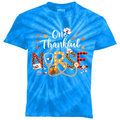 One Thankful Nurse Turkey Stethoscope Thanksgiving Great Gift Kids Tie-Dye T-Shirt