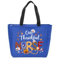 One Thankful Nurse Turkey Stethoscope Thanksgiving Great Gift Zip Tote Bag