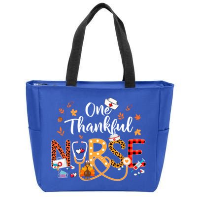 One Thankful Nurse Turkey Stethoscope Thanksgiving Great Gift Zip Tote Bag