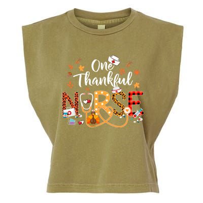 One Thankful Nurse Turkey Stethoscope Thanksgiving Great Gift Garment-Dyed Women's Muscle Tee