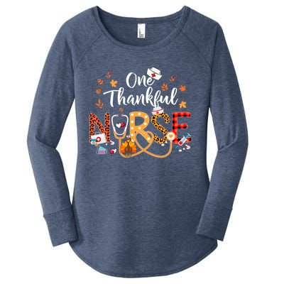 One Thankful Nurse Turkey Stethoscope Thanksgiving Great Gift Women's Perfect Tri Tunic Long Sleeve Shirt