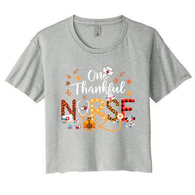 One Thankful Nurse Turkey Stethoscope Thanksgiving Great Gift Women's Crop Top Tee