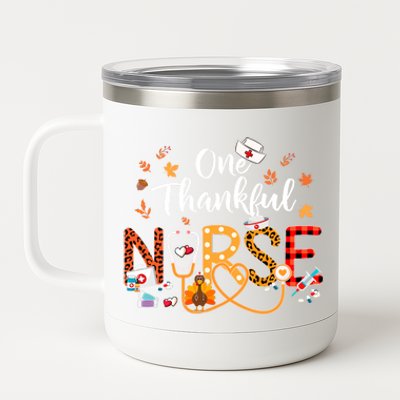 One Thankful Nurse Turkey Stethoscope Thanksgiving Great Gift 12 oz Stainless Steel Tumbler Cup