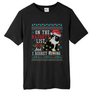 On The Naughty List And I Regret Nothing Cat Christmas Gift Cute Gift Tall Fusion ChromaSoft Performance T-Shirt