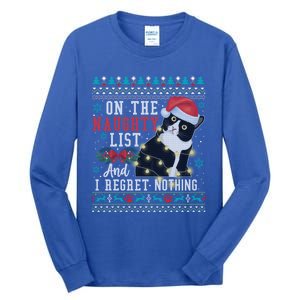 On The Naughty List And I Regret Nothing Cat Christmas Gift Cute Gift Tall Long Sleeve T-Shirt