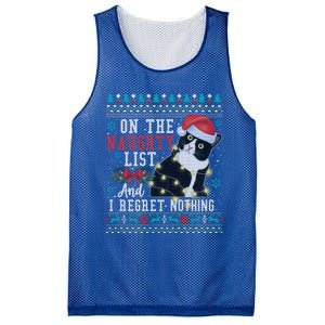 On The Naughty List And I Regret Nothing Cat Christmas Gift Cute Gift Mesh Reversible Basketball Jersey Tank