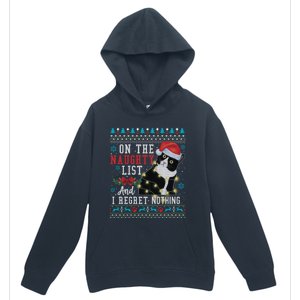 On The Naughty List And I Regret Nothing Cat Christmas Gift Cute Gift Urban Pullover Hoodie