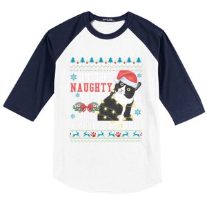 On The Naughty List And I Regret Nothing Cat Christmas Gift Cute Gift Baseball Sleeve Shirt