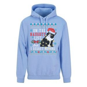 On The Naughty List And I Regret Nothing Cat Christmas Gift Cute Gift Unisex Surf Hoodie