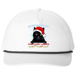 On The Naughty List And I Regret Nothing Cat Christmas Funny Gift Snapback Five-Panel Rope Hat