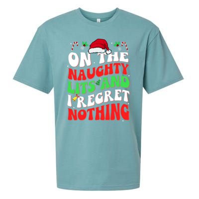 On The Naughty List And I Regret Nothing Funny Xmas Gift Sueded Cloud Jersey T-Shirt