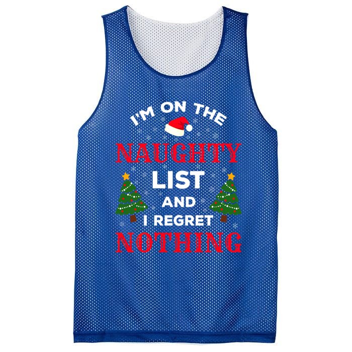 On The Naughty List And I Regret Nothing Gift Mesh Reversible Basketball Jersey Tank