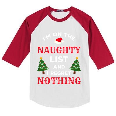 On The Naughty List And I Regret Nothing Gift Kids Colorblock Raglan Jersey