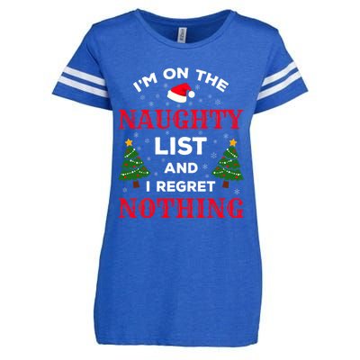 On The Naughty List And I Regret Nothing Gift Enza Ladies Jersey Football T-Shirt