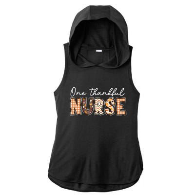 One Thankful Nurse Thanksgiving Ladies PosiCharge Tri-Blend Wicking Draft Hoodie Tank