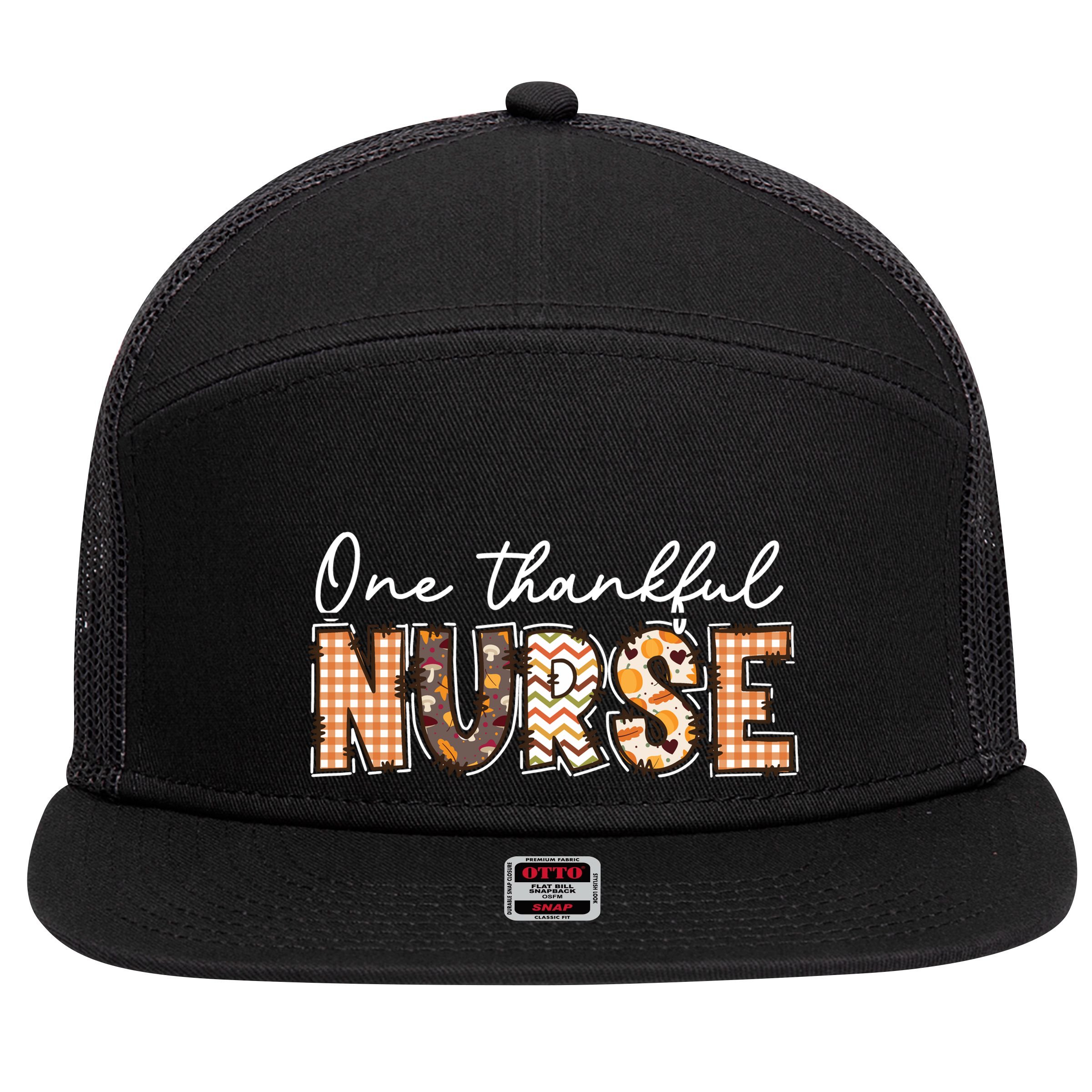 One Thankful Nurse Thanksgiving 7 Panel Mesh Trucker Snapback Hat