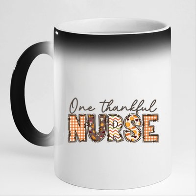 One Thankful Nurse Thanksgiving 11oz Black Color Changing Mug