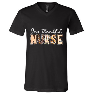 One Thankful Nurse Thanksgiving V-Neck T-Shirt