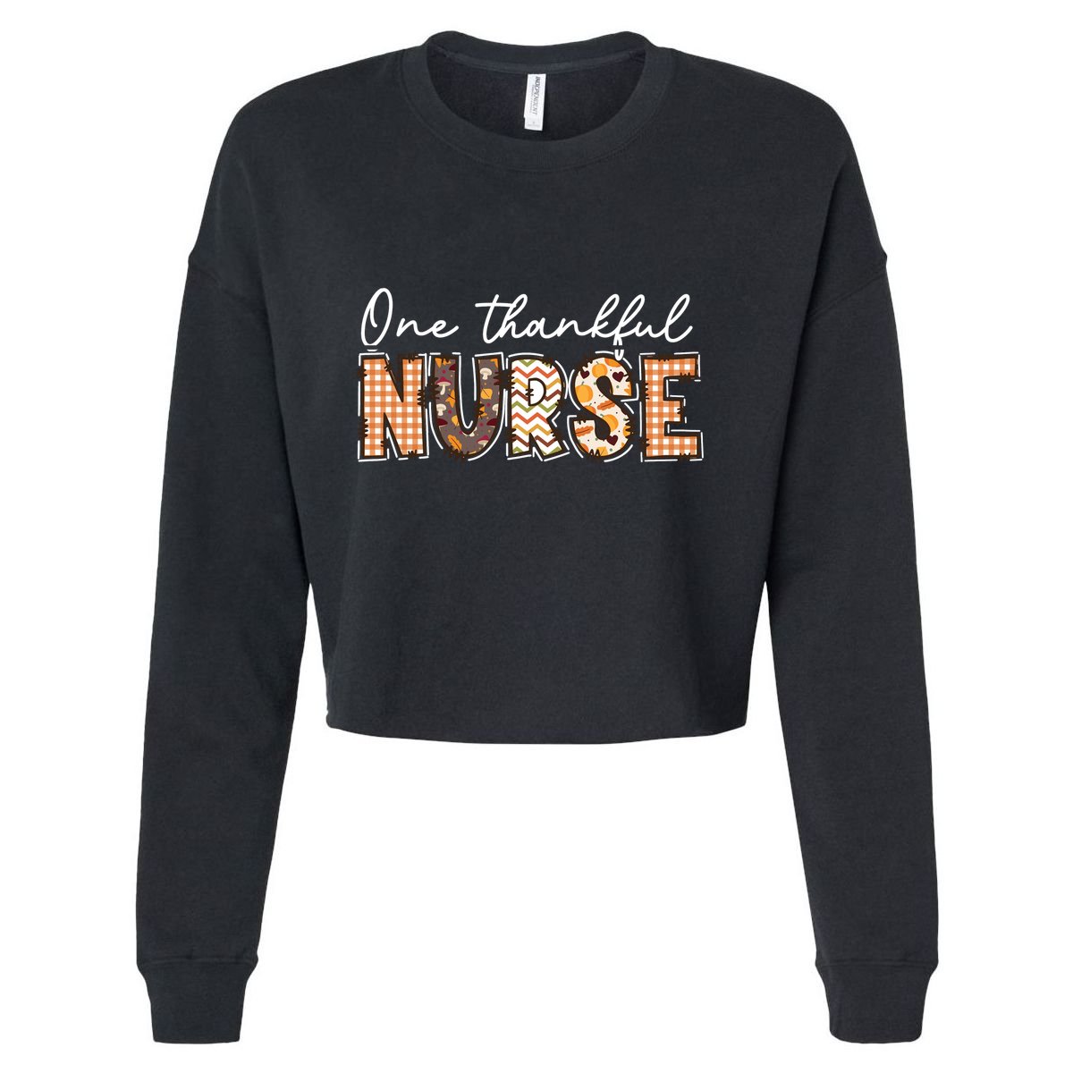 One Thankful Nurse Thanksgiving Cropped Pullover Crew