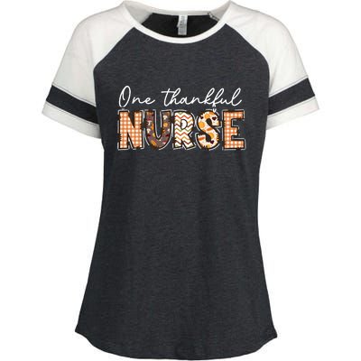 One Thankful Nurse Thanksgiving Enza Ladies Jersey Colorblock Tee