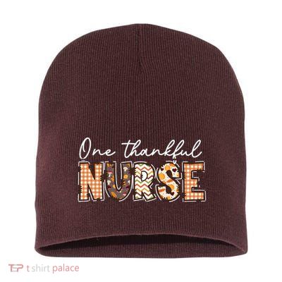 One Thankful Nurse Thanksgiving Short Acrylic Beanie