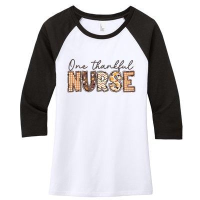 One Thankful Nurse Thanksgiving Women's Tri-Blend 3/4-Sleeve Raglan Shirt