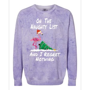 On The Naughty List And I Regret Nothing Flamingo Christmas Cute Gift Colorblast Crewneck Sweatshirt