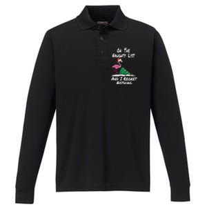 On The Naughty List And I Regret Nothing Flamingo Christmas Cute Gift Performance Long Sleeve Polo