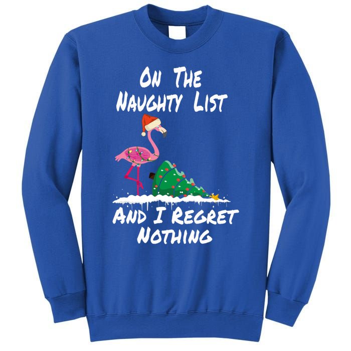 On The Naughty List And I Regret Nothing Flamingo Christmas Cute Gift Sweatshirt