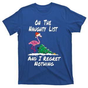 On The Naughty List And I Regret Nothing Flamingo Christmas Cute Gift T-Shirt