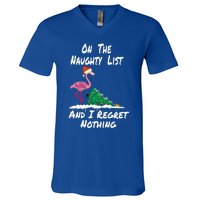 On The Naughty List And I Regret Nothing Flamingo Christmas Cute Gift V-Neck T-Shirt