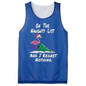 On The Naughty List And I Regret Nothing Flamingo Christmas Cute Gift Mesh Reversible Basketball Jersey Tank